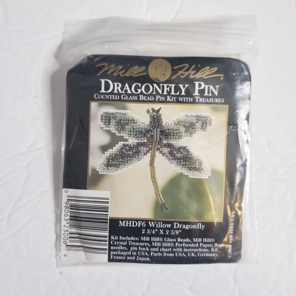 MILL HILL Willow Dragonfly Pin MHDF6 Counted Glass Bead Cross Stitch Kit NEW